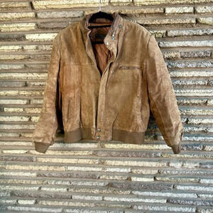 Porsha by Winer Vintage Men’s Suede Bomber Jacket - Distressed Size 44R